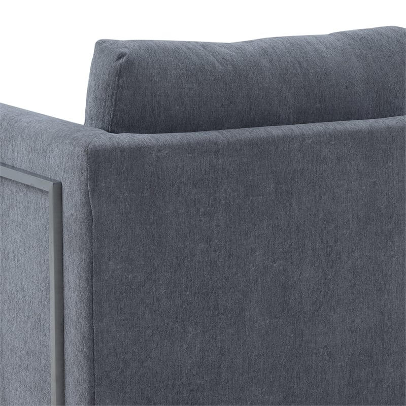 Armen Living Heritage Upholstered Fabric Accent Chair in Gray/Stainless Steel