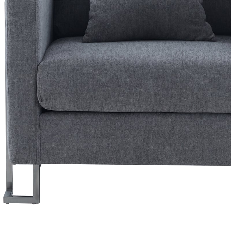 Armen Living Heritage Upholstered Fabric Accent Chair in Gray/Stainless Steel