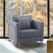 Armen Living Heritage Upholstered Fabric Accent Chair in Gray/Stainless Steel