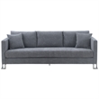 Armen Living Heritage Upholstered Fabric & Metal Sofa in Gray/Stainless Steel