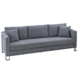 Armen Living Heritage Upholstered Fabric & Metal Sofa in Gray/Stainless Steel