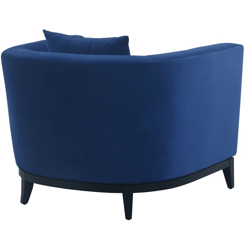 Armen Living Melange Upholstered Modern Velvet & Wood Accent Chair in Blue/Black