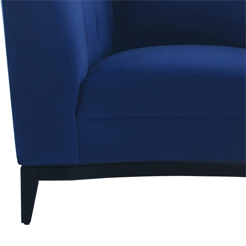 Armen Living Melange Upholstered Modern Velvet & Wood Accent Chair in Blue/Black