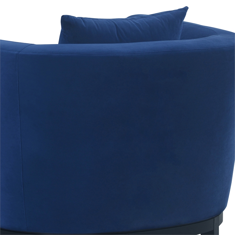 Armen Living Melange Upholstered Modern Velvet & Wood Accent Chair in Blue/Black