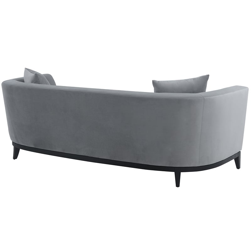 Armen Living Melange Modern Velvet & Wood Sofa in Gray/Black
