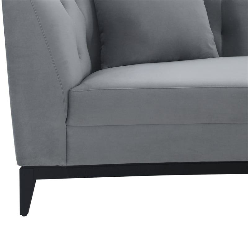 Armen Living Melange Modern Velvet & Wood Sofa in Gray/Black