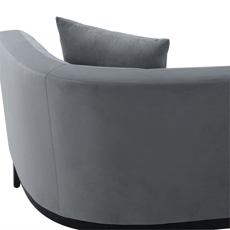 Armen Living Melange Modern Velvet & Wood Sofa in Gray/Black