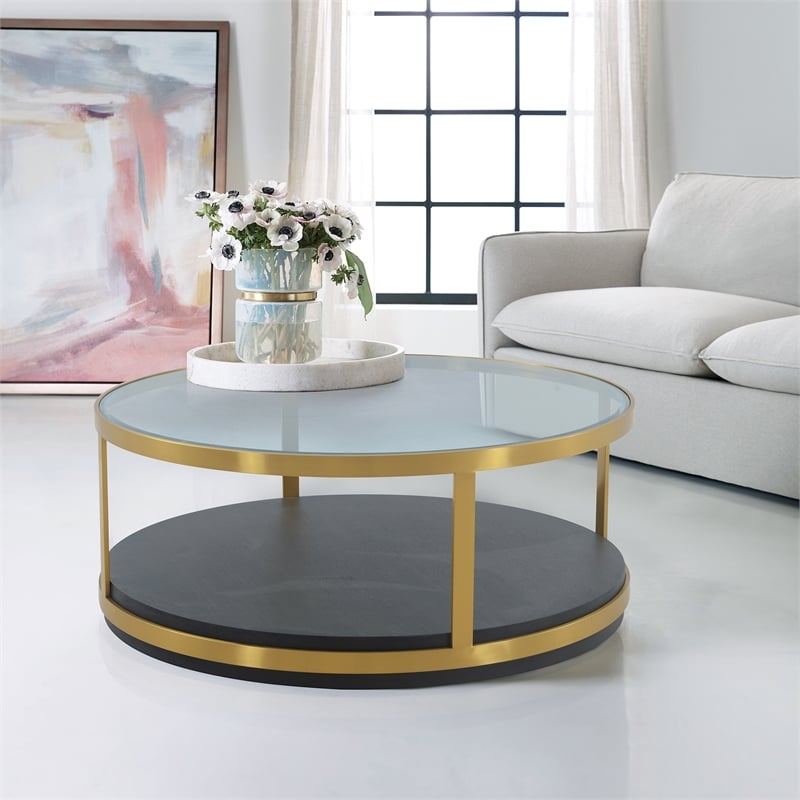 Hattie Glass Top And Walnut Wood Coffee Table With Brushed Gold Frame Lcopcobrgld - Window Frame Glass Coffee Table Hattie Glass Top And Walnut Wood Coffee Table With Brushed Gold Frame Lcopcobrgld - Window Frame Glass Coffee Table