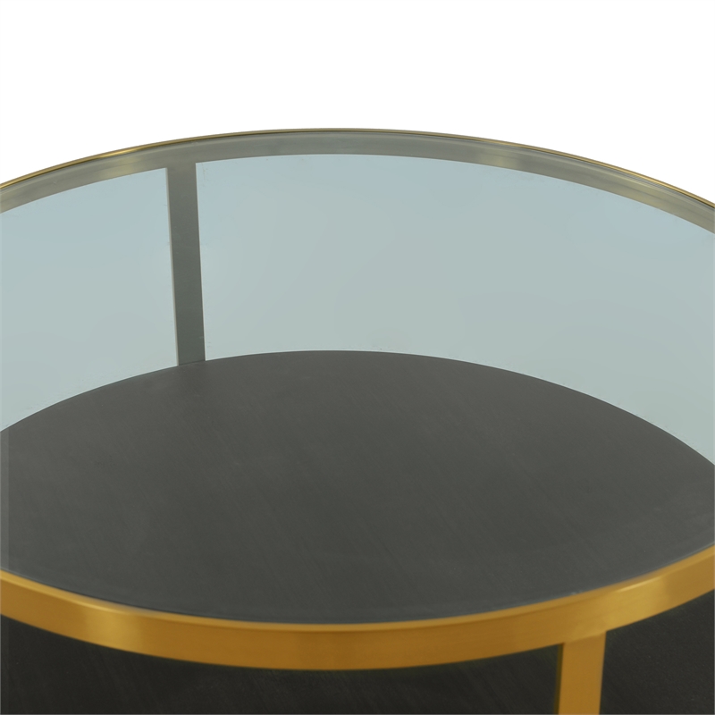 Armen Living Hattie Modern Wood/Glass Coffee Table in Walnut/Gold