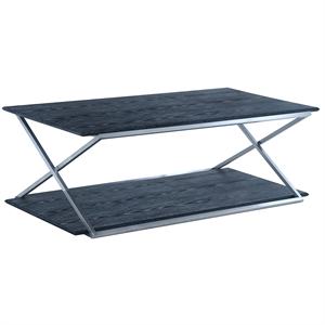 westlake black veneer coffee table with brushed stainless steel frame