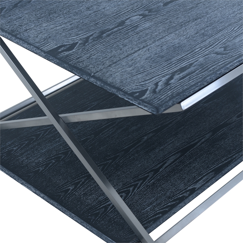 Armen Living Westlake Modern Wood & Metal Coffee Table in Black/Stainless Steel