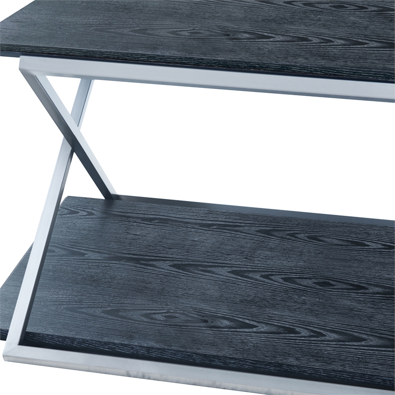 Armen Living Westlake Modern Wood & Metal Coffee Table in Black/Stainless Steel