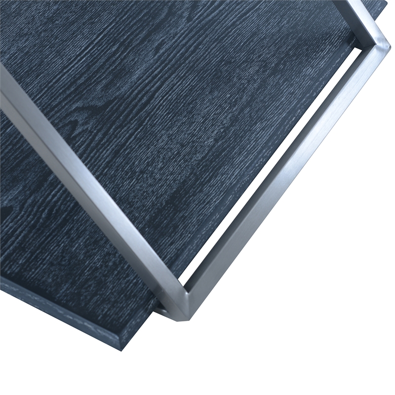 Armen Living Westlake Modern Wood & Metal End Table in Black/Stainless Steel