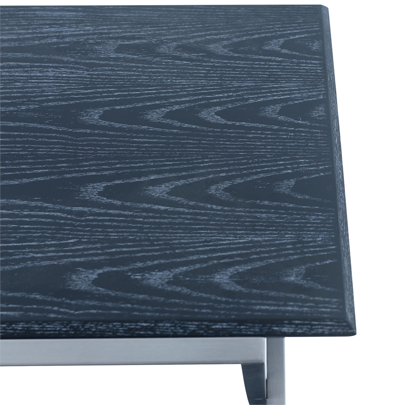 Armen Living Westlake Modern Wood & Metal End Table in Black/Stainless Steel