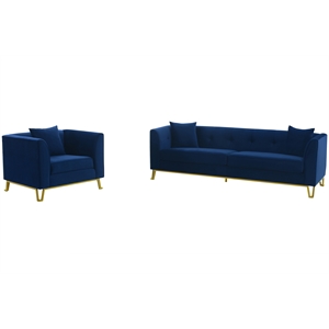 armen living everest 2 piece fabric upholstered sofa set