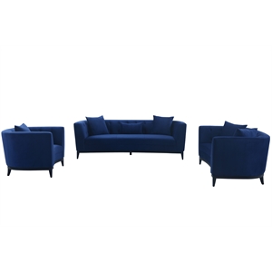 armen living melange 3 piece velvet upholstered sofa set