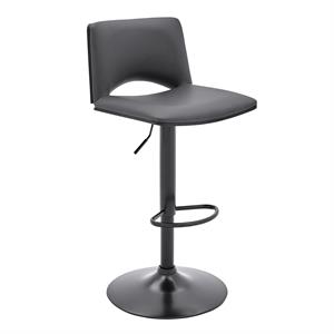 Armen Living Thierry 24-32&quot Modern Faux Leather Swivel Bar Stool in Gray/Black