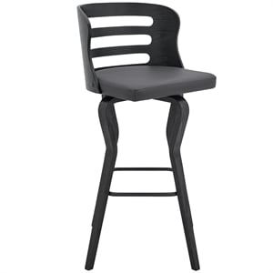 Armen Living Verne 30&quot Contemporary Wood Swivel Bar Stool in Gray/Black