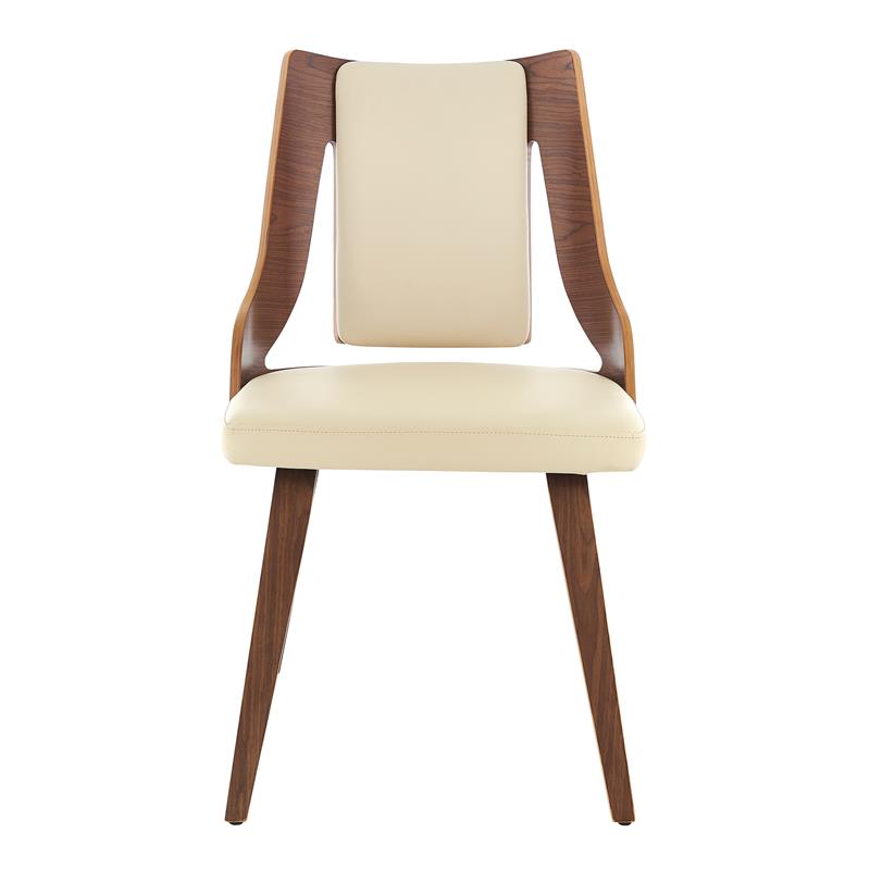 Aniston Cream Faux Leather and Walnut Wood Dining Chairs - Set of 2 ...