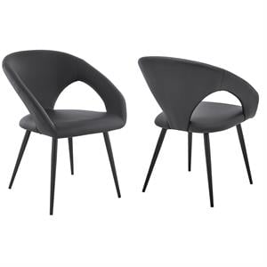 Armen Living Elin 19&quot Modern Metal Dining Chair in Gray/Black (Set of 2)