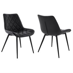armen living loralie faux leather quilted dining side chair (set of 2)
