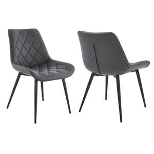 Armen Living Loralie 17&quot Faux Leather Dining Chair in Gray/Black (Set of 2)