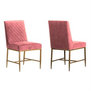 armen living memphis velvet quilted dining side chair (set of 2)