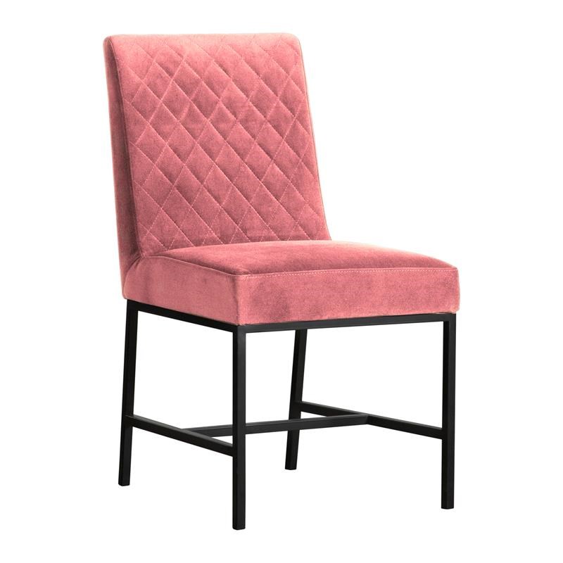 Armen Living Napoli Velvet Accent Dining Chair in Pink/Black (Set of 2)
