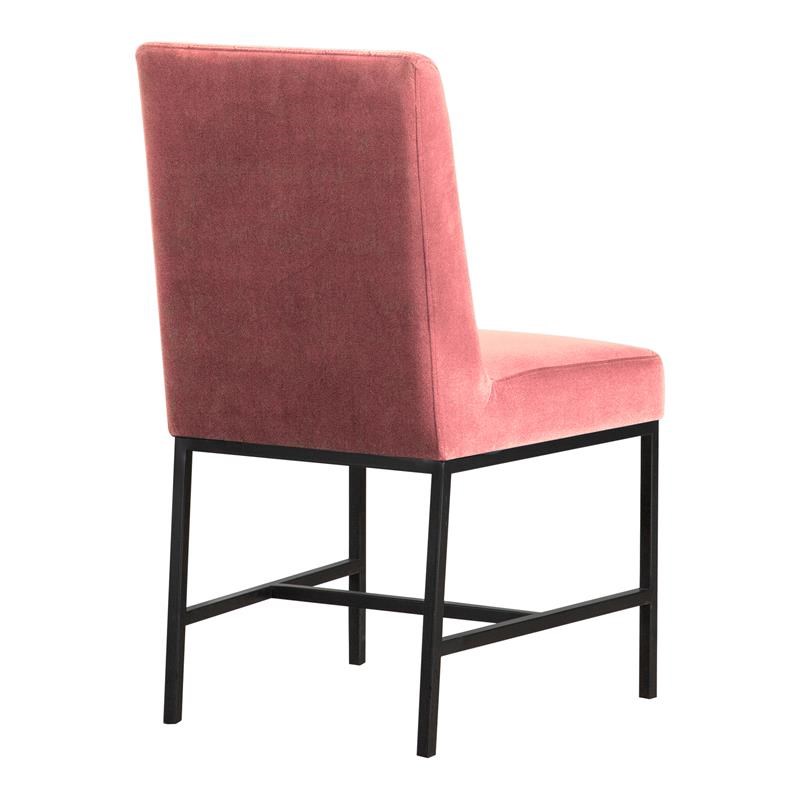 Armen Living Napoli Velvet Accent Dining Chair in Pink/Black (Set of 2)