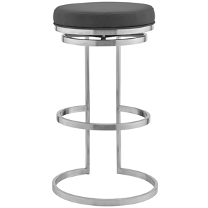 Armen Living Vander 26&quot Faux Leather & Metal Swivel Counter Stool in Gray