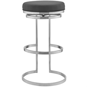 Armen Living Vander 30&quot Faux Leather & Metal Swivel Bar Stool in Gray