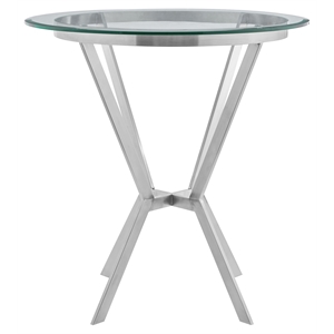 Armen Living Naomi 36&quotRound Contemporary Stainless Steel Dining Table in Chrome