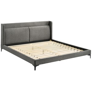 Armen Living Legend Modern Metal & Fabric King Platform Bed in Gray/Black