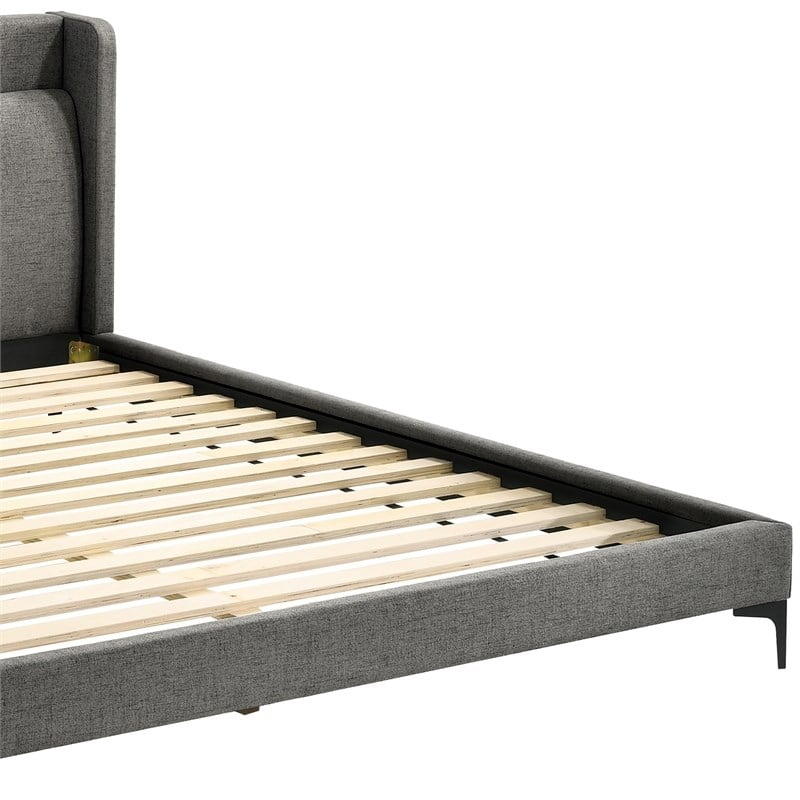 Armen Living Legend Modern Metal & Fabric King Platform Bed in Gray/Black