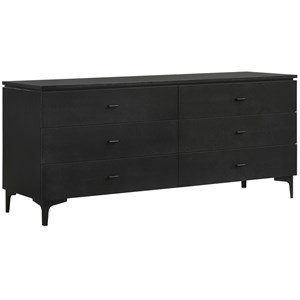 armen living legend 6-drawer modern wood dresser with metal legs in black