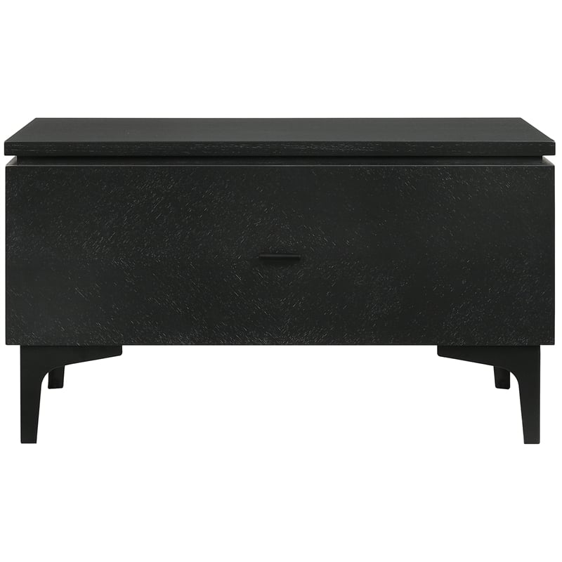 Armen Living Legend 1-Drawer Modern Wood Nightstand in Black