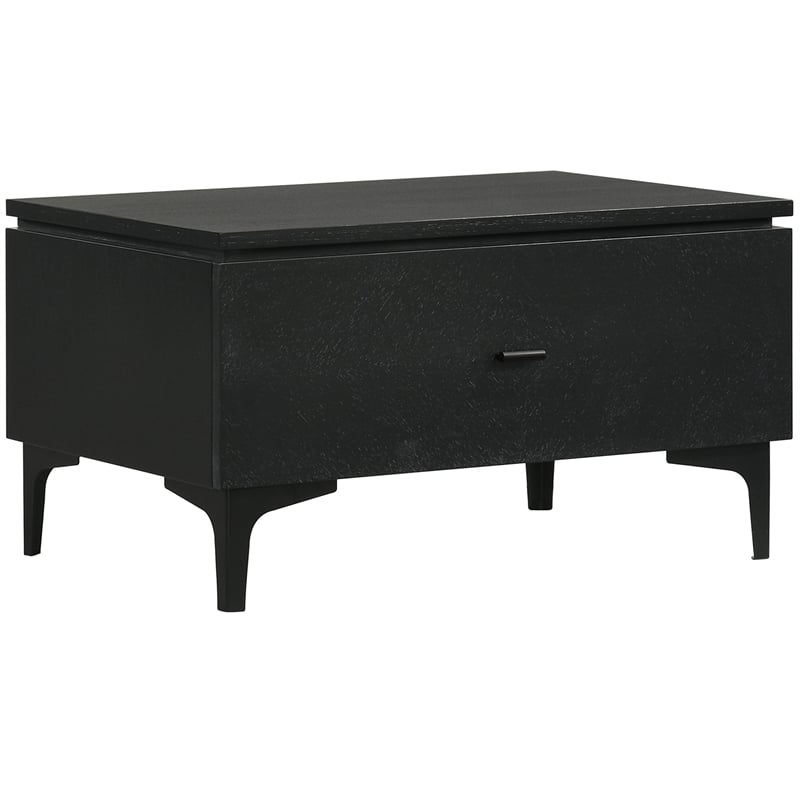 Armen Living Legend 1-Drawer Modern Wood Nightstand in Black
