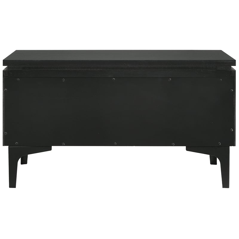 Armen Living Legend 1-Drawer Modern Wood Nightstand in Black