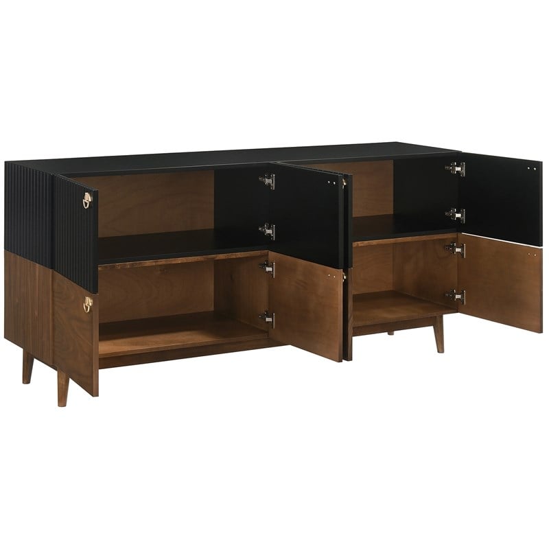 Armen Living Amigo 4-Door Modern Veneer and Wood Buffet in Brown/Black