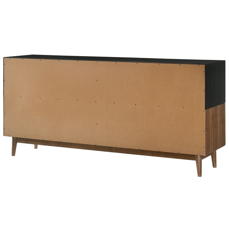 Armen Living Amigo 4-Door Modern Veneer and Wood Buffet in Brown/Black