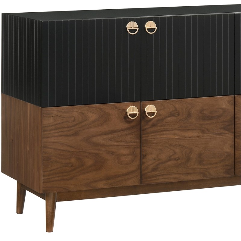Armen Living Amigo 4-Door Modern Veneer and Wood Buffet in Brown/Black
