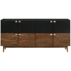 Armen Living Amigo 4-Door Modern Veneer and Wood Buffet in Brown/Black