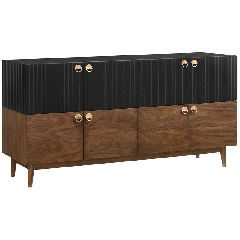 Armen Living Amigo 4-Door Modern Veneer and Wood Buffet in Brown/Black