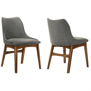 Armen Living Azalea 19&quot Wood Dining Side Chairs in Charcoal/Walnut (Set of 2)