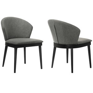 Armen Living Juno 19&quot Wood Dining Side Chairs in Charcoal/Black (Set of 2)