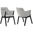 Armen Living Renzo Wood/Fabric Dining Side Chairs in Light Gray/Black (Set of 2)