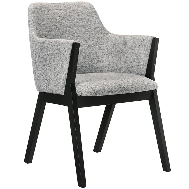 Armen Living Renzo Wood/Fabric Dining Side Chairs in Light Gray/Black (Set of 2)