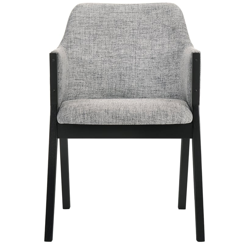 Armen Living Renzo Wood/Fabric Dining Side Chairs in Light Gray/Black (Set of 2)