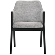 Armen Living Renzo Wood/Fabric Dining Side Chairs in Light Gray/Black (Set of 2)