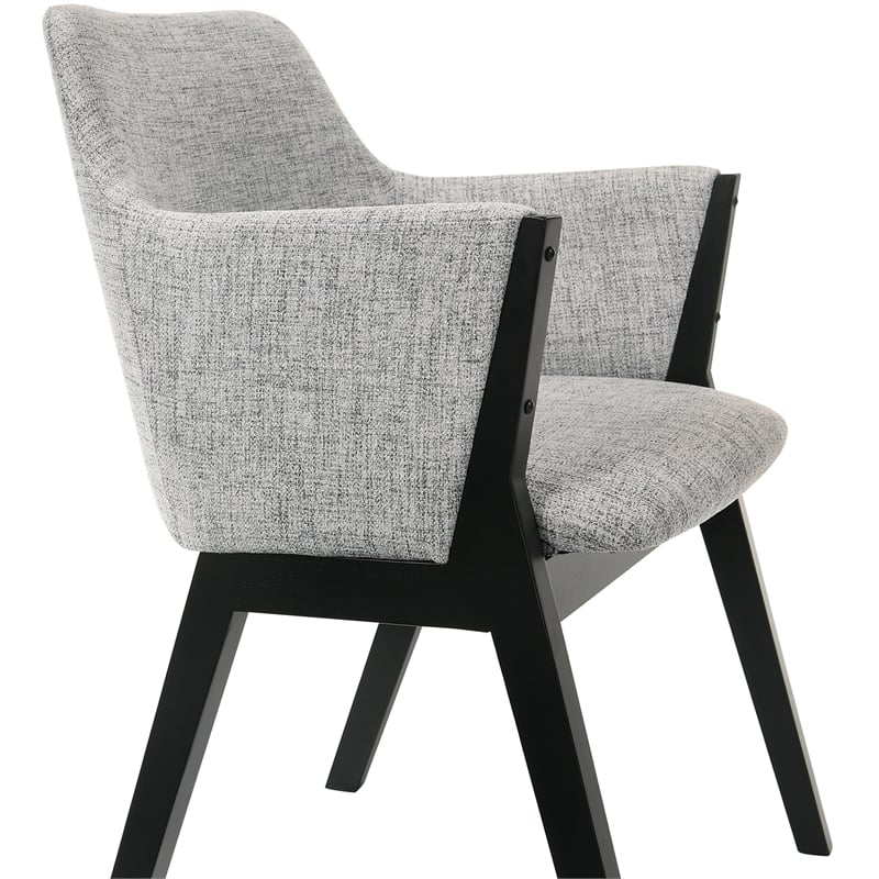 Armen Living Renzo Wood/Fabric Dining Side Chairs in Light Gray/Black (Set of 2)
